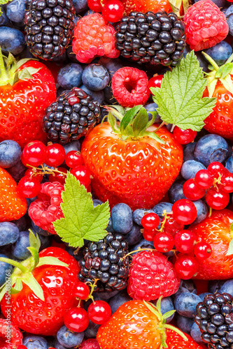 Fototapeta Naklejka Na Ścianę i Meble -  Berries fruits berry fruit strawberries strawberry blueberries blueberry portrait format background
