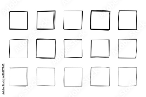Hand Drawn Calligraphic Squares Straight Line Frames Designs