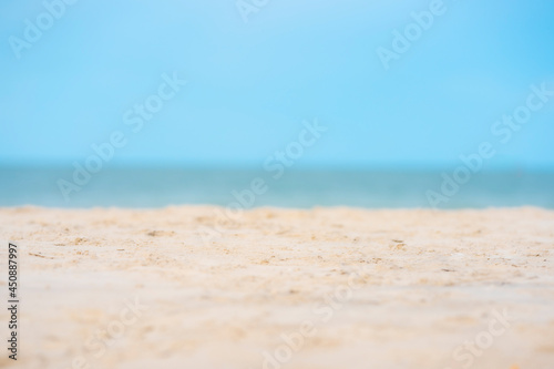 Beautiful white tropical sand beach and blue clear summer sky