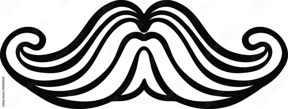 Fototapeta premium Hand drawn vector mustache. Funny mustache. Collection of cartoon barber silhouette hairstyle . Various types of whiskers.Isolated. Vector illustration.