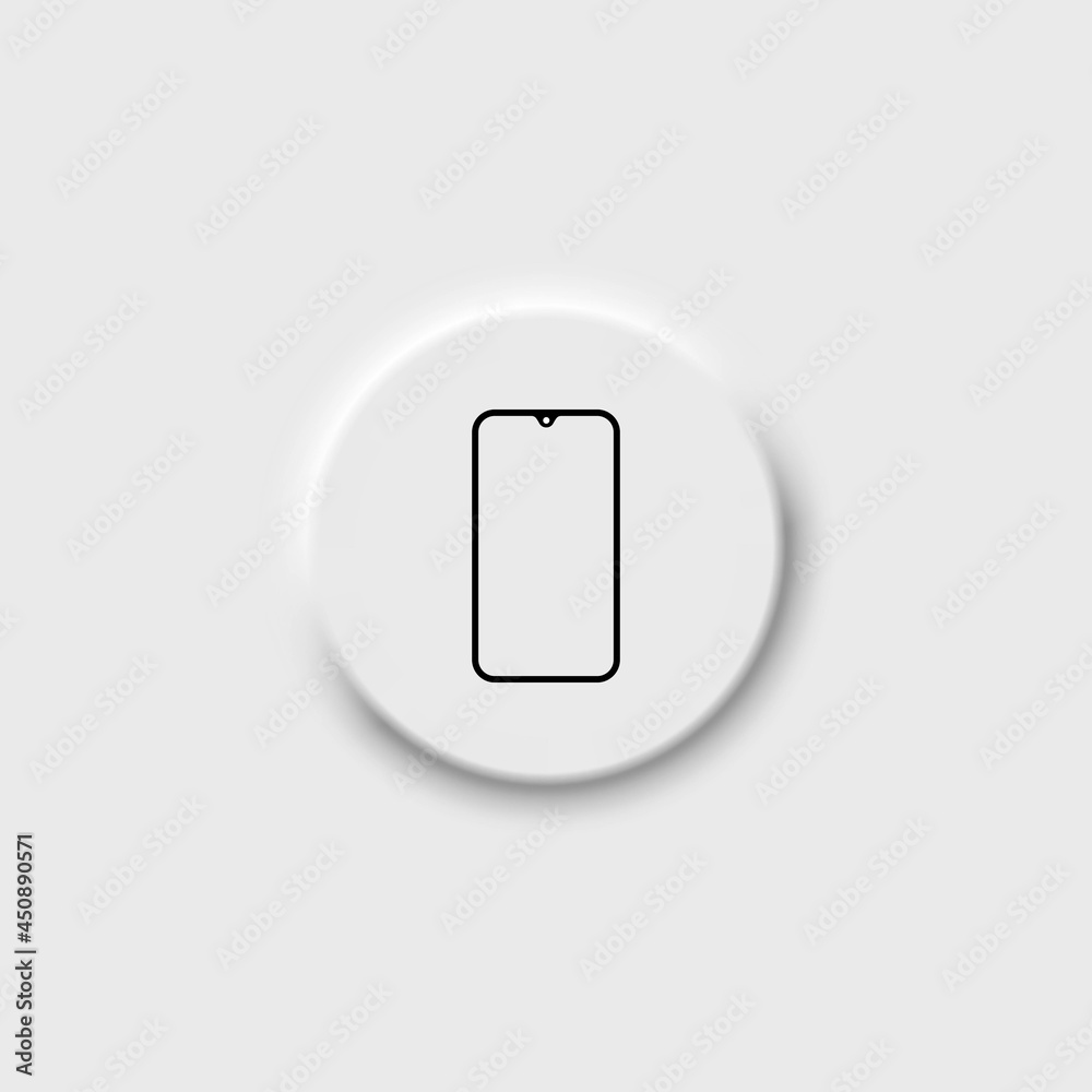 Smartphone silhouette, smartphone frame, phone on neomorphism button icon in black. Flat isolated symbol, sign for: illustration, outline, logo, mobile, app, design, web, dev, ui, ux. Vector EPS 10 Smartphone silhouette, smartphone frame, phone on neomorphism button icon in black. Flat isolated symbol, sign for: illustration, outline, logo, mobile, app, design, web, dev, ui, ux. Vector EPS 10