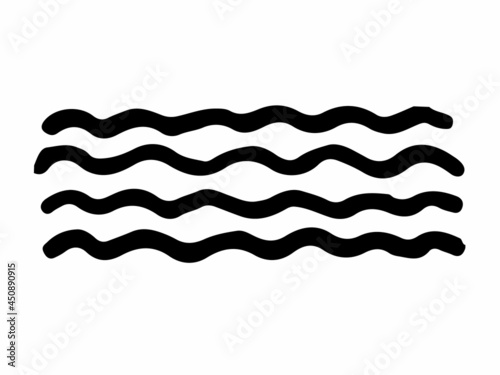 Vector Wave Abstract Stripe Brush Stroke Hand Drawn Texture in Black Color Sketch Simple Pattern isolated on White Background Waves Shape