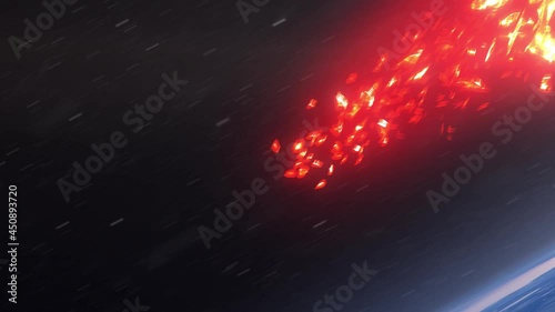 Blazing Asteroid Meteor Burning over Earth atmosphere, Realistic vision
Meteor Disintegrate  while entering earth blue atmosphere
