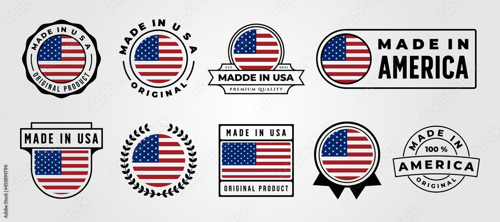 set of made in usa label vector symbol illustration design, made in america label design set of made in usa label vector symbol illustration design, made in america label design