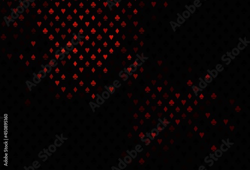 Dark red vector background with cards signs.