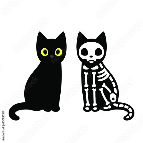 Fototapet black cat with pumpkin vector design vector illustration print poster wall art c