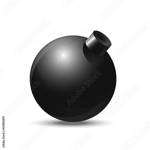 Realictic vector black bomb on white background