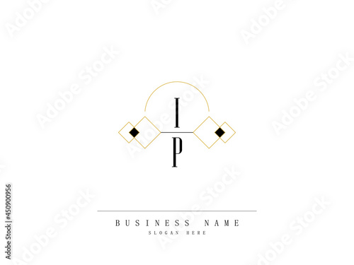 Letter IP Logo, Creative ip Logo Template with Creative Line Art Concept Premium Vector for Luxury Diamond Ring Store and etc