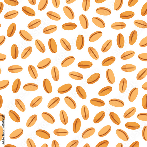 Emmer wheat vector cartoon seamless pattern for template farmer market design, label and packing.