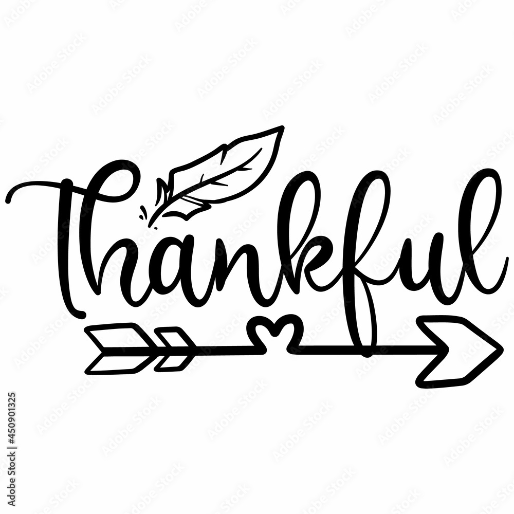 Obraz premium Thankful SVG Design | Typography | Silhouette | Thanks Giving SVG Cut Files