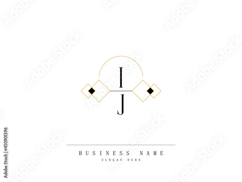 Letter IJ Logo, Creative ij Logo Template with Creative Line Art Concept Premium Vector for Luxury Diamond Ring Store and etc photo