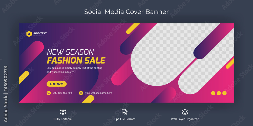 Fashion sale social media Facebook cover banner template	 - obrazy, fototapety, plakaty 