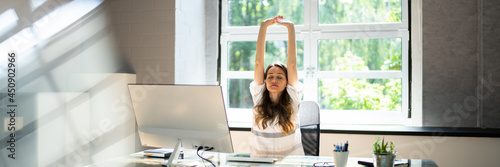 Free Download Stretch Workout Exercise At Desk Office. Woman - GFXLoad