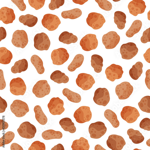 Buckwheat flakes vector cartoon seamless pattern for template farmer market design, label and packing.