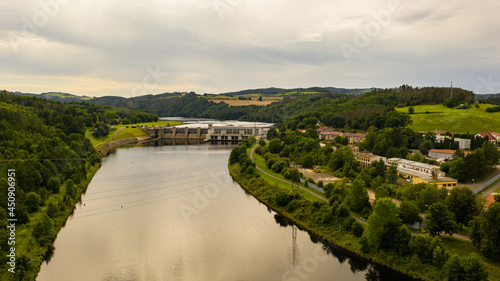 The Kam  k Hydroelectric Power Station also forms a part of the Vltava Cascade. Dam on Vltava river  Kamyk nad Vltavou  Central Bohemian region  Czech republic.