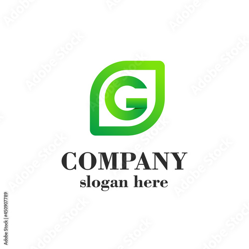 Letter G Eco Green Leaf Logo Design Vector Illustration