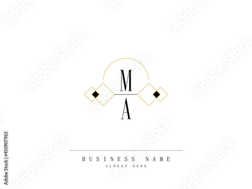 Letter MA Logo, Creative ma Logo Template with Creative Line Art Concept Premium Vector for Luxury Diamond Ring Store and etc