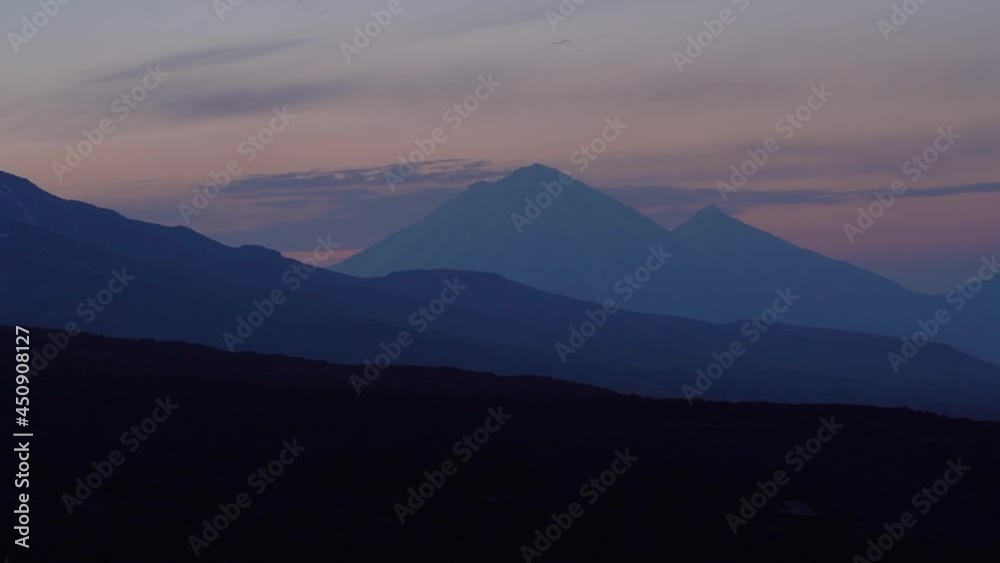 Timelapse video. Sunrise over volcano in Kamchatka in Russia. Timelapse video. Sunrise over volcano in Kamchatka in Russia.