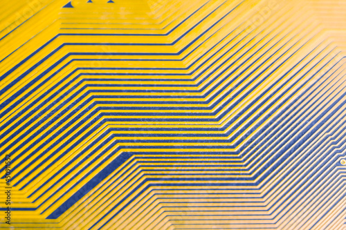 Background image: close-up of conductors on a printed circuit board