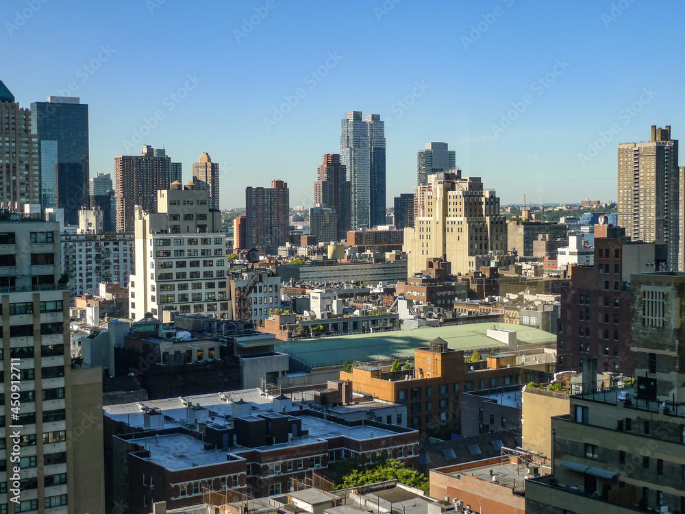 The New York City landscape from atop a building