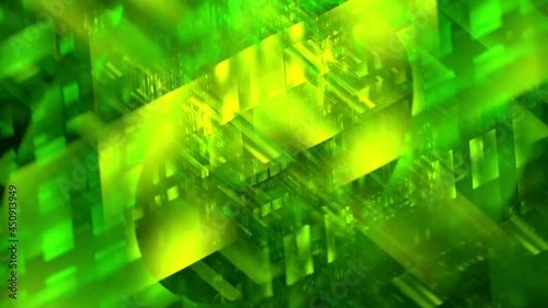 Digital abstract video, green or emerald flight technology background
