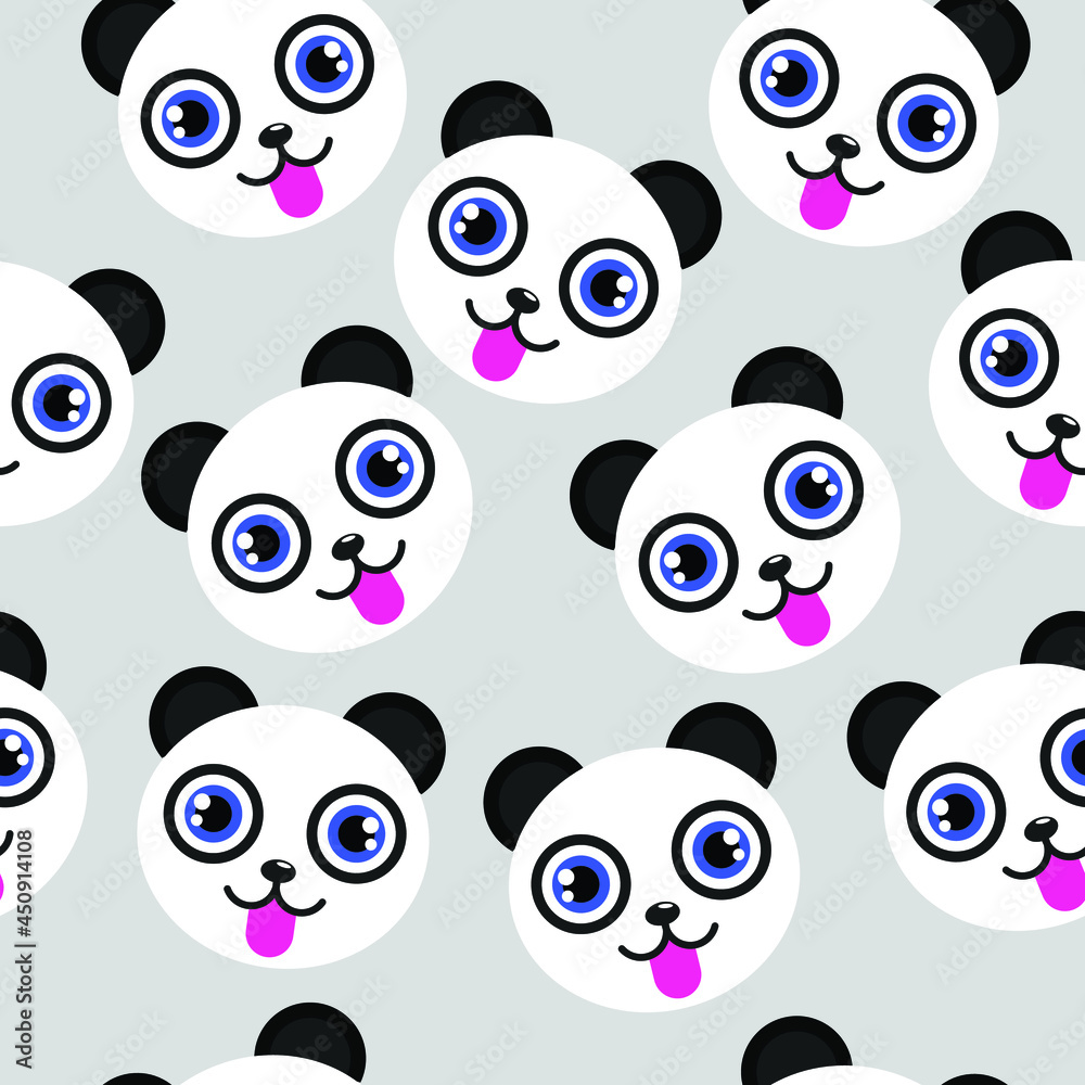 Cute Baby Panda Head Seamless Pattern