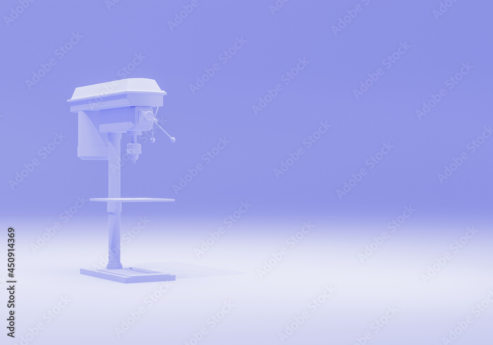 3d rendering metal drill machine with empty space
