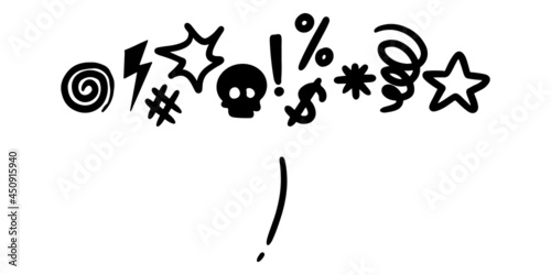 Hand drawn doodle Swearing isolated on white background . set elements, for concept design. vector illustration.