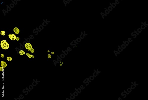 Dark Blue, Yellow vector pattern with lines, ovals.
