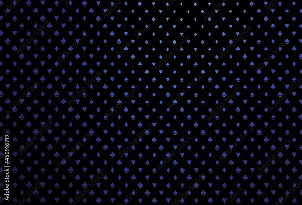 Dark blue vector background with cards signs.