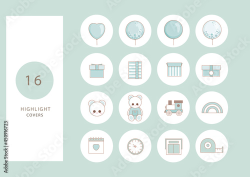 Baby stories highlights. Icons of baby items