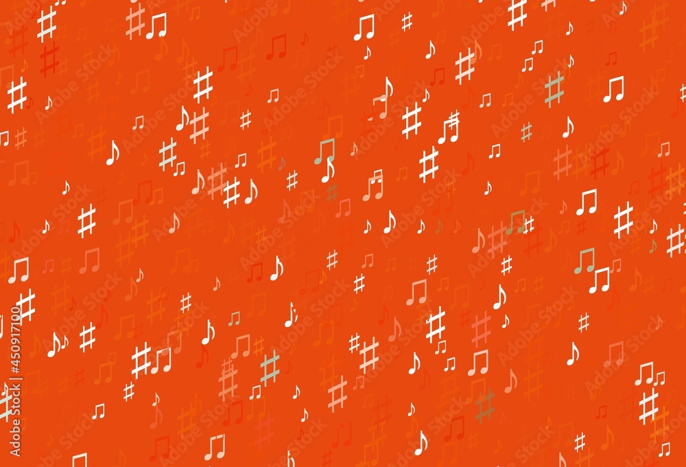 Light Orange vector template with musical symbols. Light Orange vector template with musical symbols.