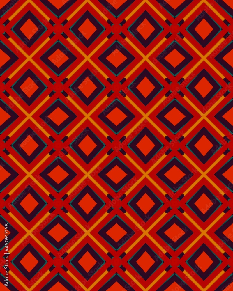 Vertical red seamless background with patterned shapes