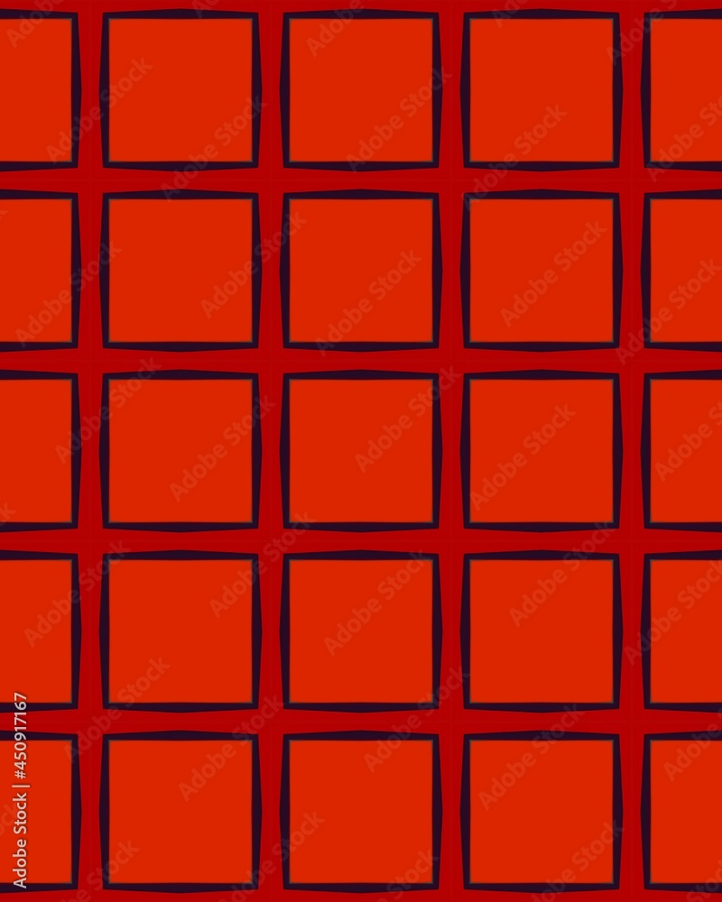 Black cross and squares on red background. Seamless fabric fashion design. Black cross and squares on red background. Seamless fabric fashion design.