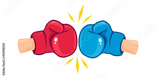 Vector vintage emblem for boxing with gloves.