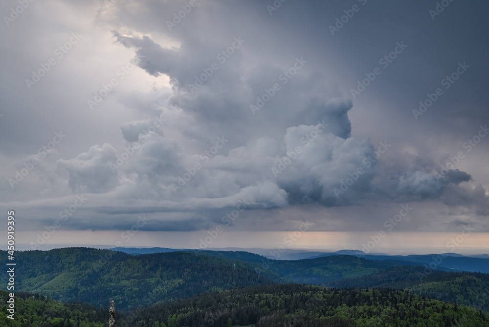 Dramatic clouds in the hills in France Dramatic clouds in the hills in France
