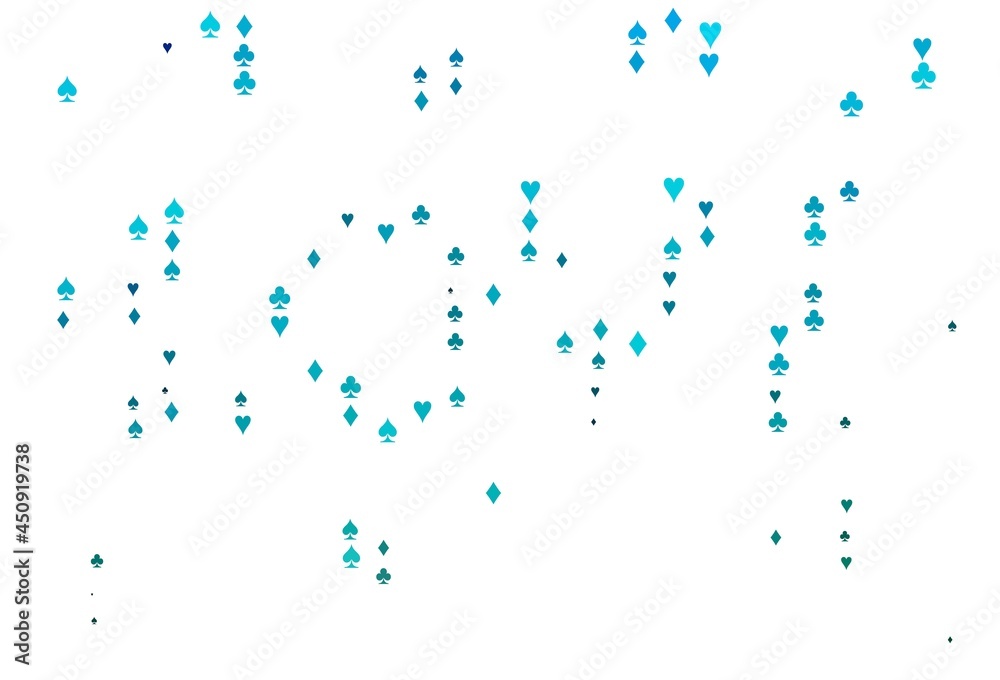 Light Blue, Green vector background with cards signs. Light Blue, Green vector background with cards signs.