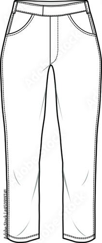 women chino pant flat sketch vector illustration