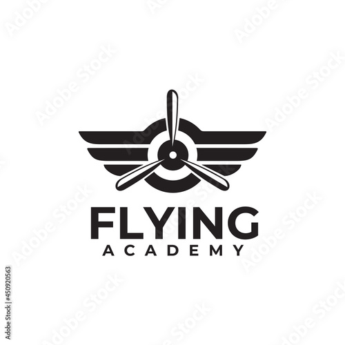 Airplane aviation training course vector logo design Fototapet