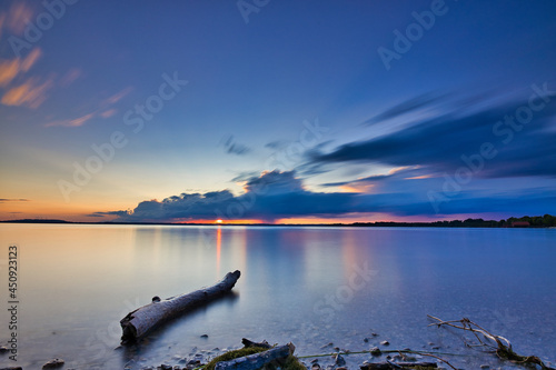 Beautiful shot of a calm sea on sunset sky background inChieming photo