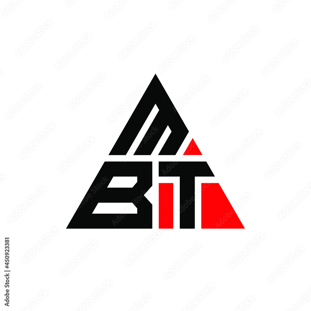 MBT triangle letter logo design with triangle shape. MBT triangle logo