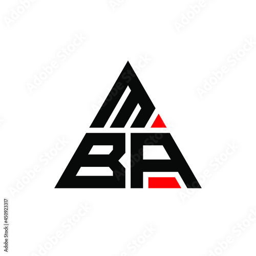 MBA triangle letter logo design with triangle shape. MBA triangle logo design monogram. MBA triangle vector logo template with red color. MBA triangular logo Simple, Elegant, and Luxurious Logo. MBA 
