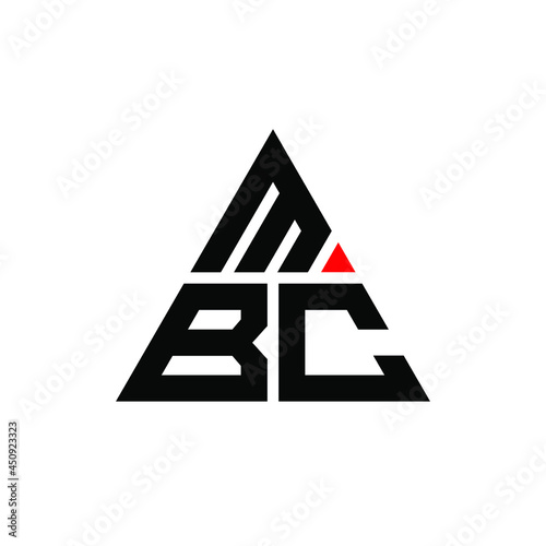 MBC triangle letter logo design with triangle shape. MBC triangle logo design monogram. MBC triangle vector logo template with red color. MBC triangular logo Simple, Elegant, and Luxurious Logo. MBC 
 photo