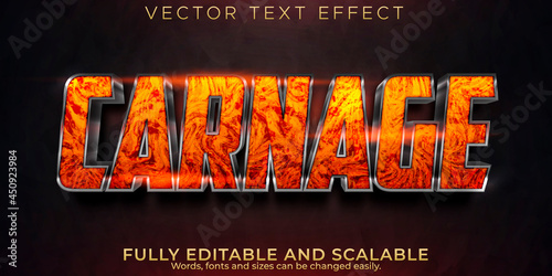 Obraz na płótnie Carnage text effect, editable fire and hell text style