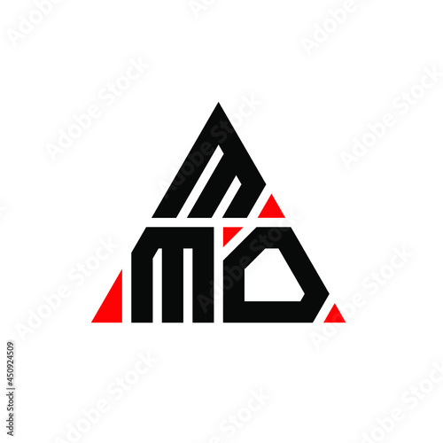 MMO triangle letter logo design with triangle shape. MMO triangle logo design monogram. MMO triangle vector logo template with red color. MMO triangular logo Simple, Elegant, and Luxurious Logo. MMO 
