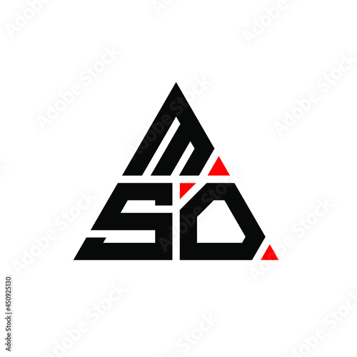 MSO triangle letter logo design with triangle shape. MSO triangle logo design monogram. MSO triangle vector logo template with red color. MSO triangular logo Simple, Elegant, and Luxurious Logo. MSO 
 photo