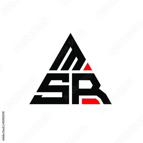 MSR triangle letter logo design with triangle shape. MSR triangle logo design monogram. MSR triangle vector logo template with red color. MSR triangular logo Simple, Elegant, and Luxurious Logo. MSR 
 photo