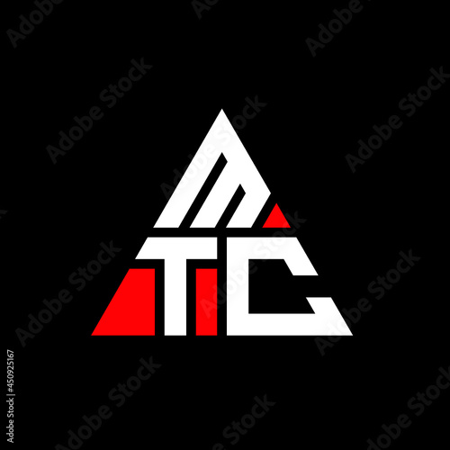 MTC triangle letter logo design with triangle shape. MTC triangle logo design monogram. MTC triangle vector logo template with red color. MTC triangular logo Simple, Elegant, and Luxurious Logo. MTC 