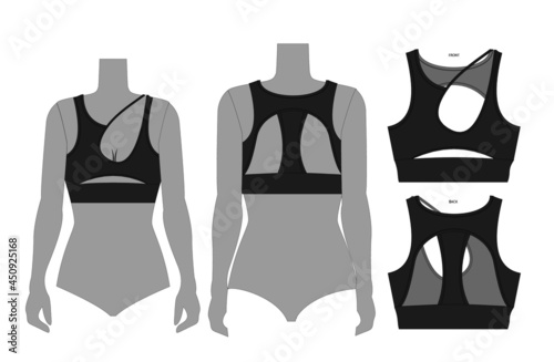black and white sports women running bra/top