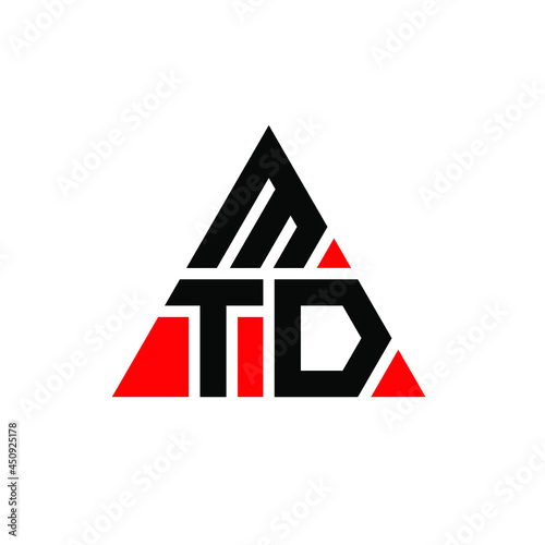 MTD triangle letter logo design with triangle shape. MTD triangle logo design monogram. MTD triangle vector logo template with red color. MTD triangular logo Simple, Elegant, and Luxurious Logo. MTD 
 photo